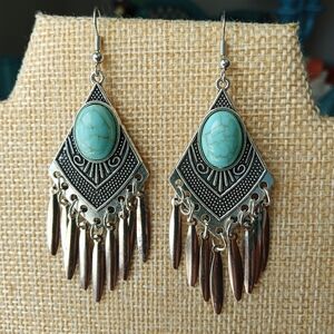 Bohemian Turquoise Drop Dangle Earrings
